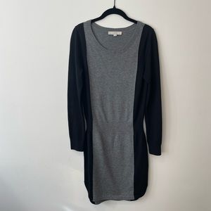 Loft black and grey flattering cotton dress